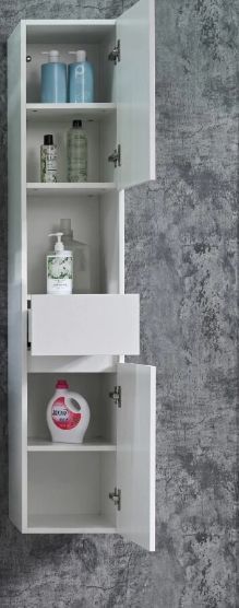 Badstuber - Belluno - Kolomkast - Wit - 150x30x30cm - 1 Lade 2 Deuren 5 Vakken