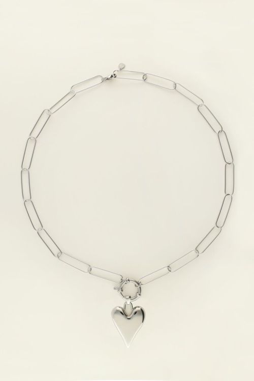 Schakelketting met groot hart bedel