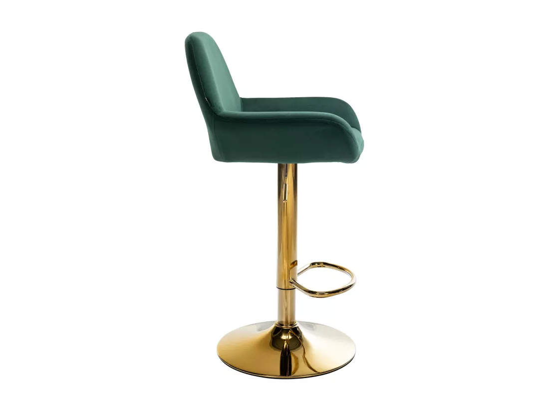 Lot de 2 Tabouret de bar - Velours & Métal - Vert foncé - Braga