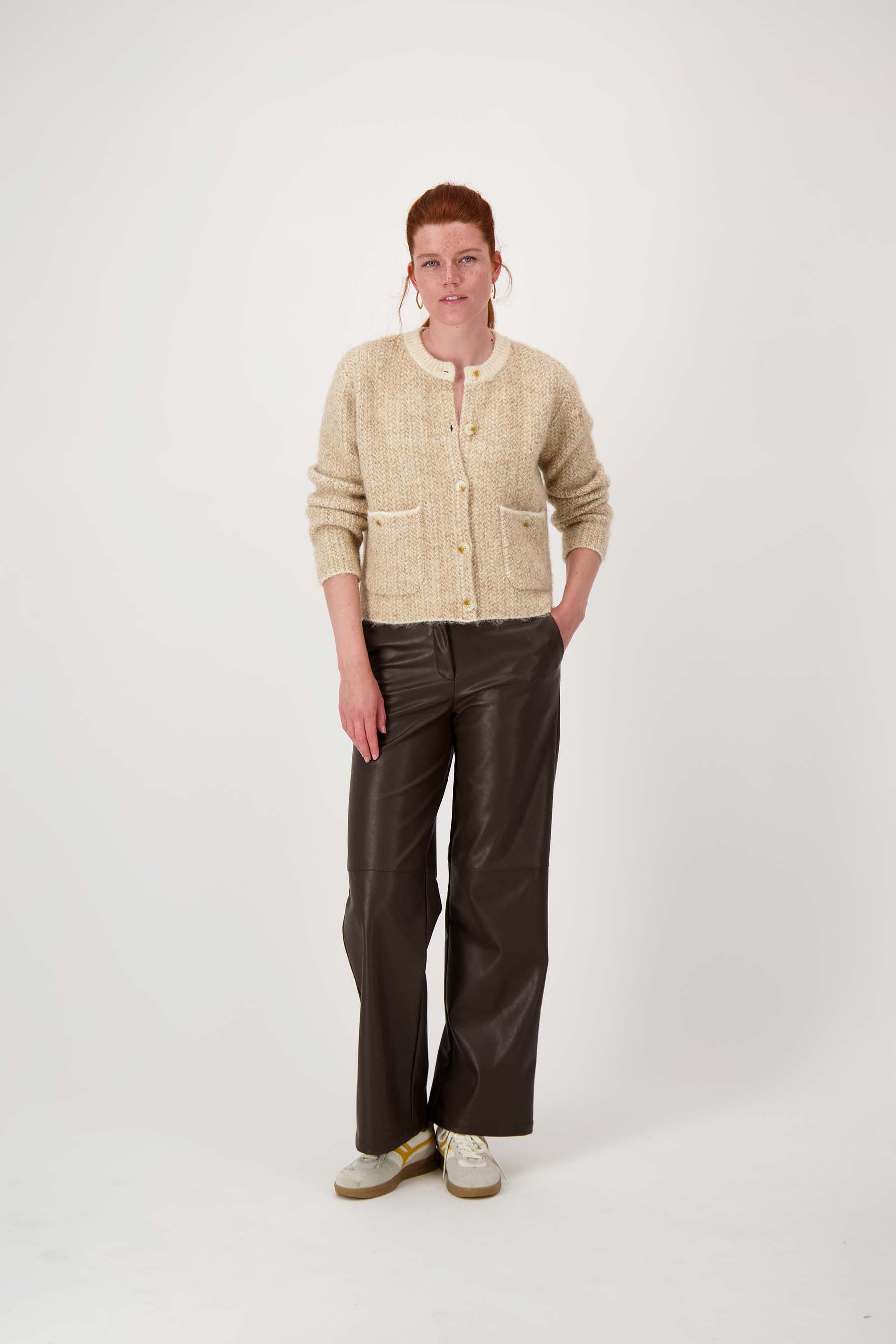 jacquard vest met visgraat structuur