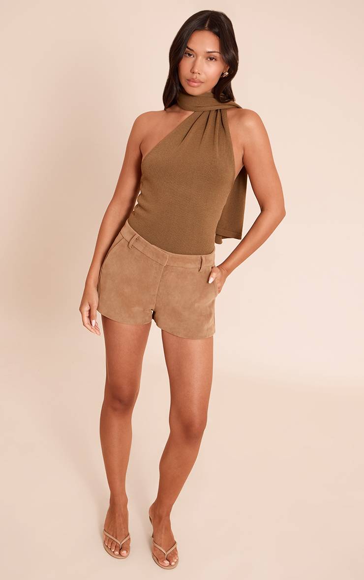 Kaki Haut En Maille Sans Manches Avec Détail Col Foulard