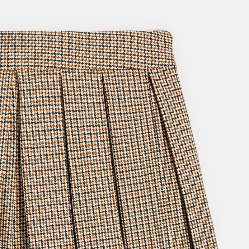 Short plissé à petits carreaux marron fille