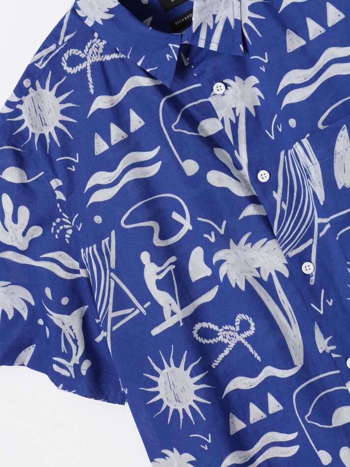 Camisa estampada - Azul médio