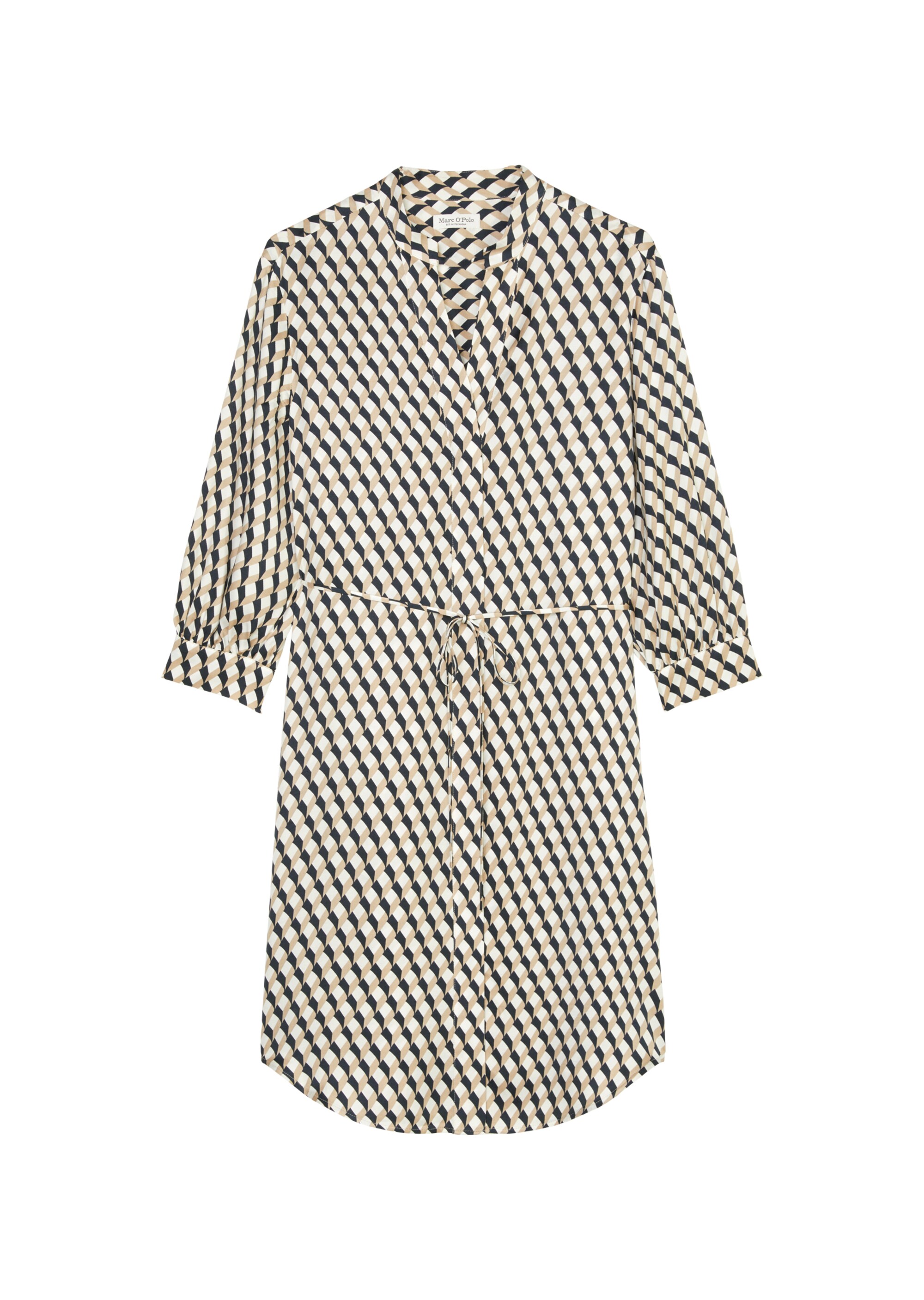 Hemdblusenkleid mit 3/4-Ärmeln relaxed aus Viskose-Twill