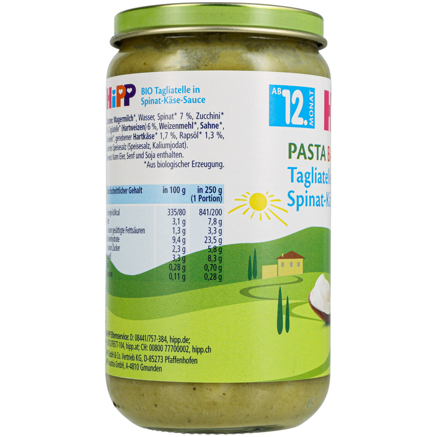 Hipp Tagliatelle Spinat & Käse Sauce 12+ Monate