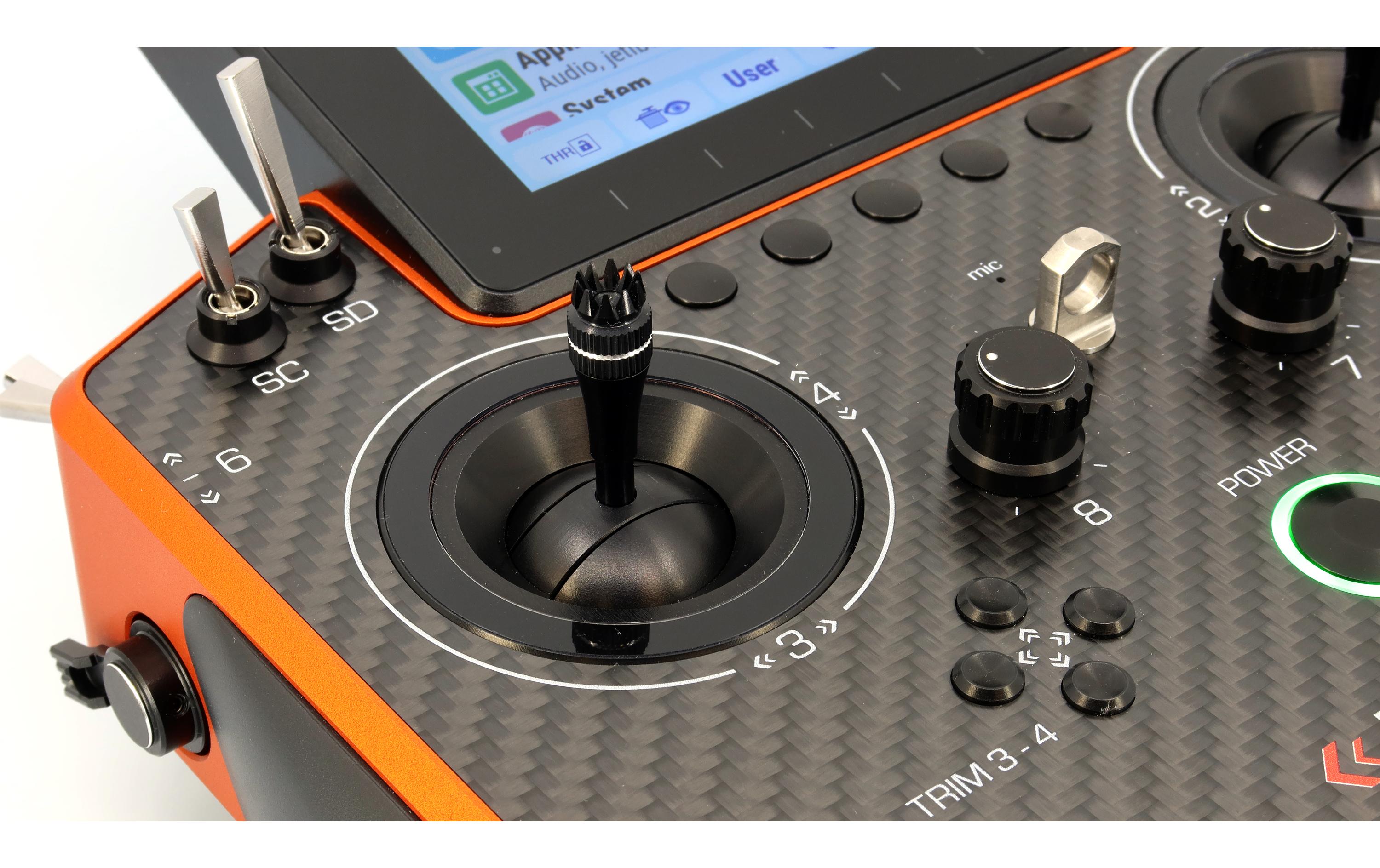 Fernsteuerung DS-24II Carbon Line Orange 24 Kanal, Duplex EX<br>Professioneller 24-Kanal-Sender mit Geber auf Rückseite und Carbon-Frontplatte