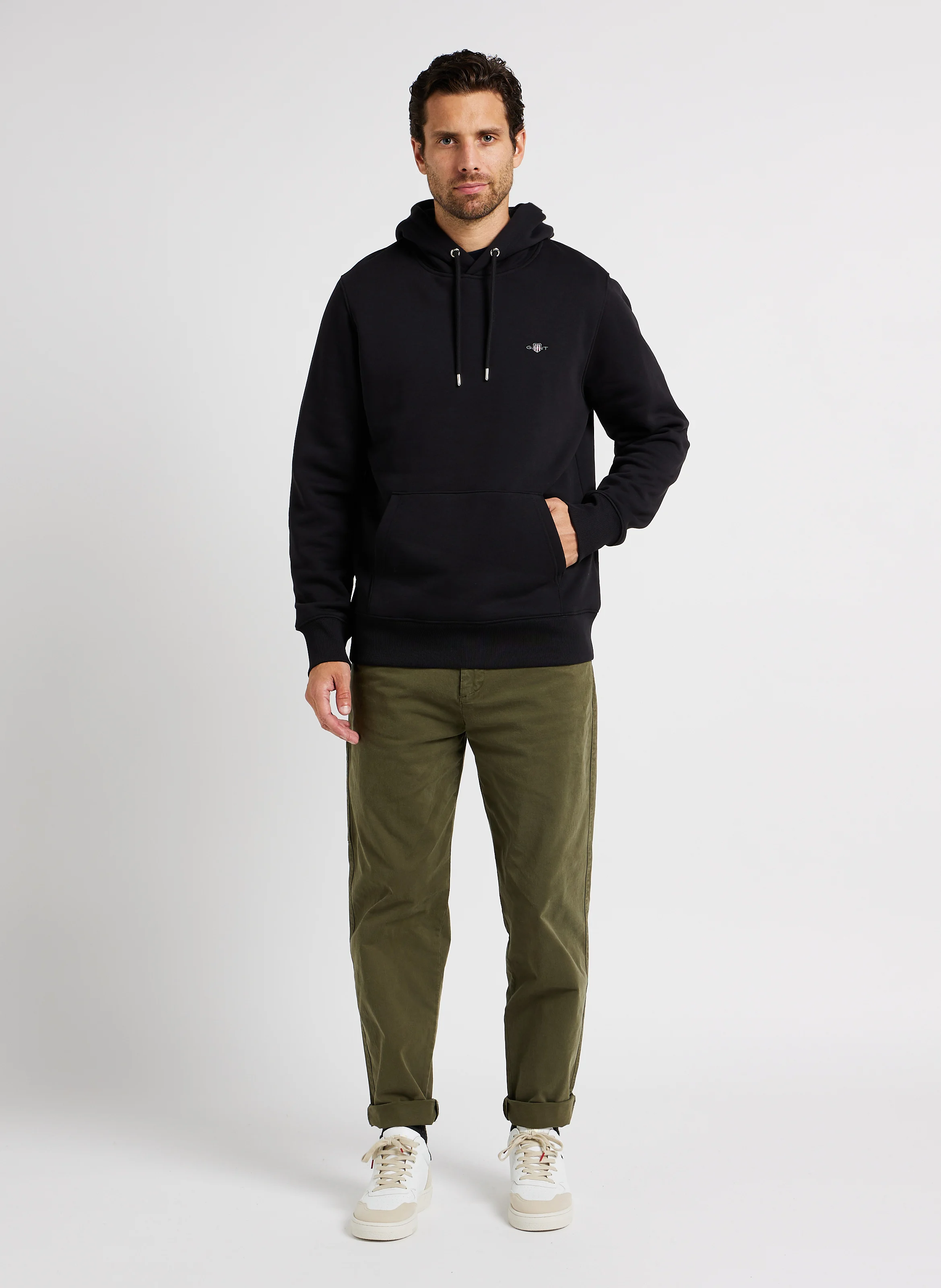 Sweat à capuche regular-fit en coton mélangé | Noir
