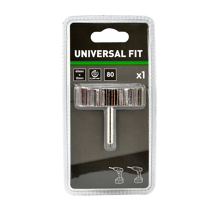 Rouleau abrasif Universal pour perceuse 60 x 15 mm, Grain 80