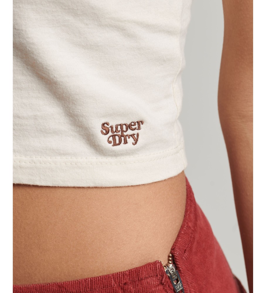 Camiseta regata branca vintage estilo surfista da Superdry