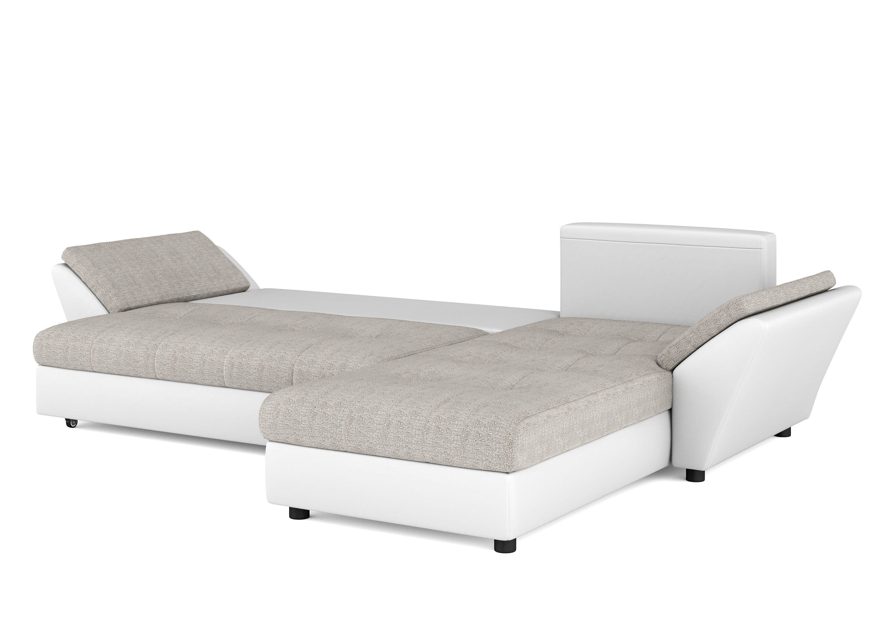 Ecksofa mit Schlaffunktion CAESAR links/rechts weiss/beige