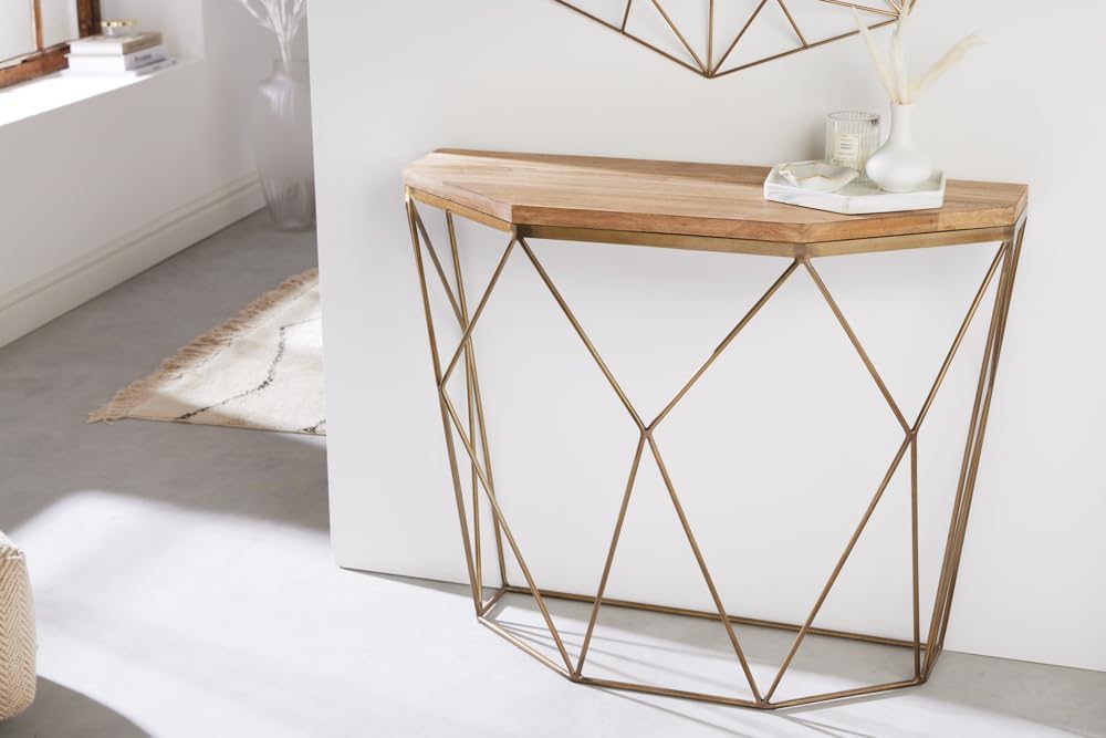riess-ambiente.de Filigrane Konsole Diamond 90cm Mango Messing Massivholz Metall