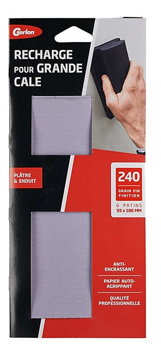 Recharge pour grande câle plâtre et enduit 240 grain fin finition Gerlon L.18 x l.9,3 cm