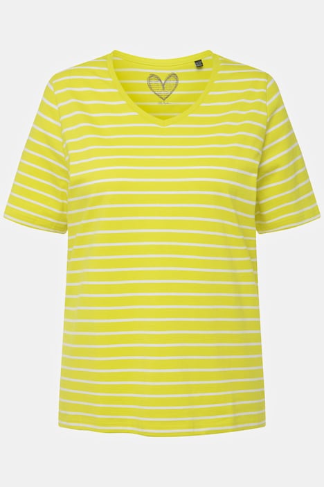 T-Shirt, Ringel, V-Ausschnitt, Halbarm