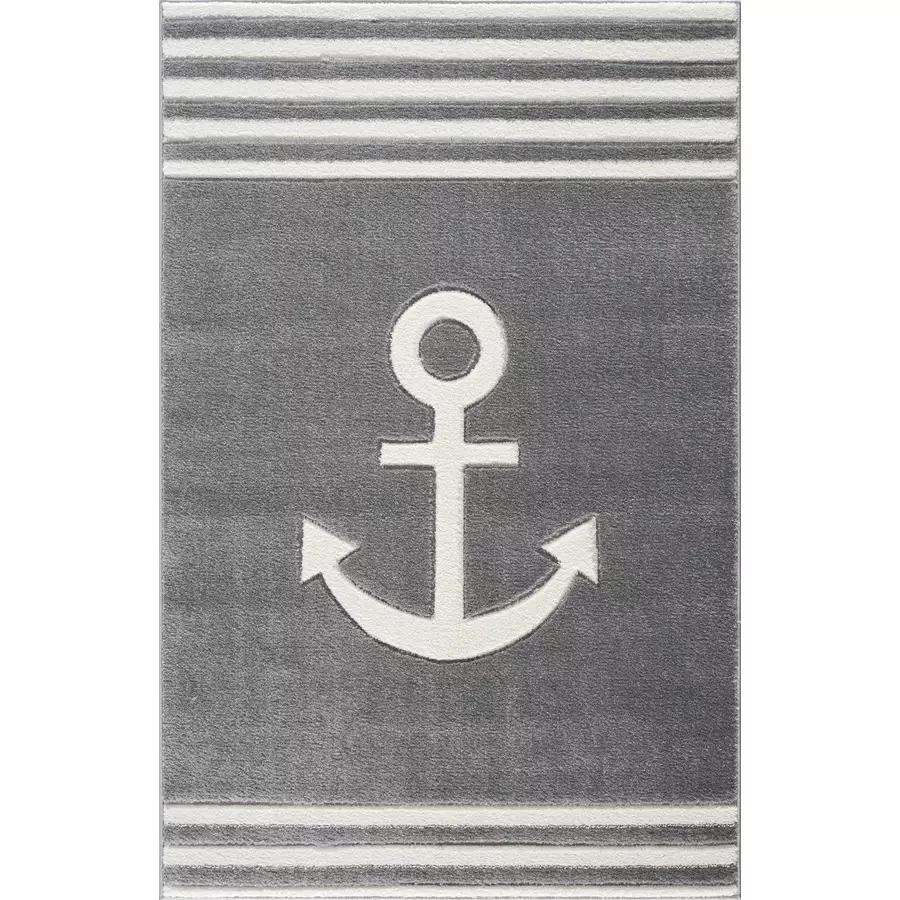 LIVONE Kinderteppich Kids love Rugs Anker silbergrauweiß