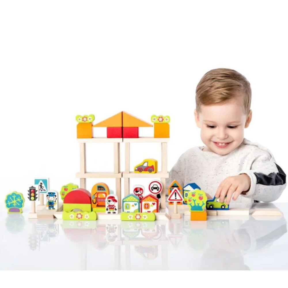 BLOCS DE CONSTRUCTION  EN BOIS - 55 PIECES