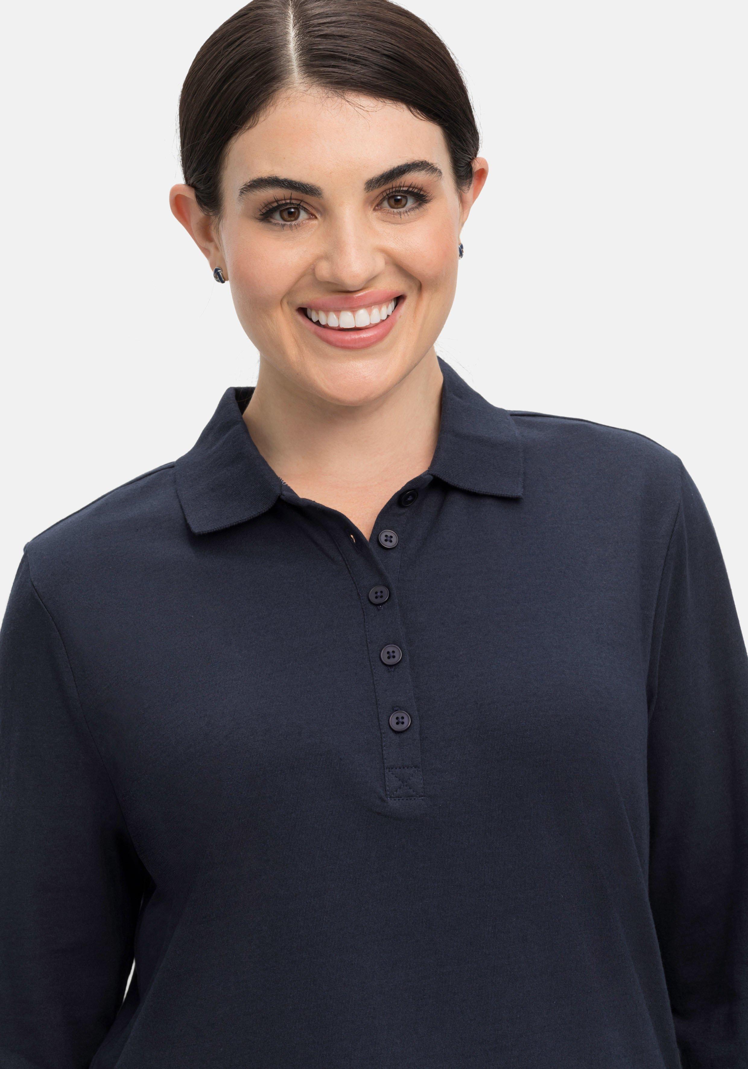 Poloshirt mit kurzer Knopfleiste, in feiner Melange