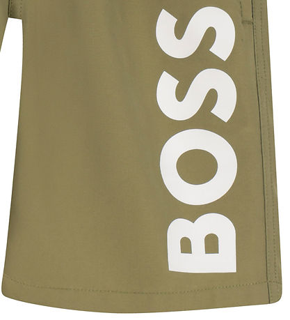 BOSS Badeshorts - Dark Green m. Weiß
