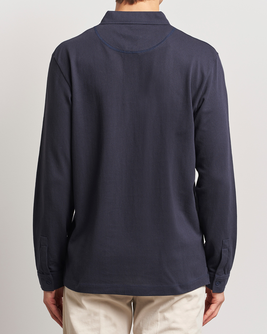 Sunspel Long Sleeve Riviera Polo Shirt Navy
