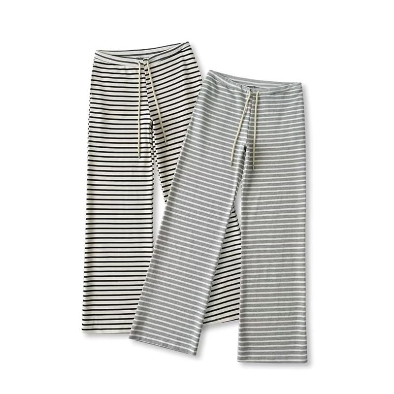 Larlige - Gestreepte joggingbroek met lage taille en wijde pijpen