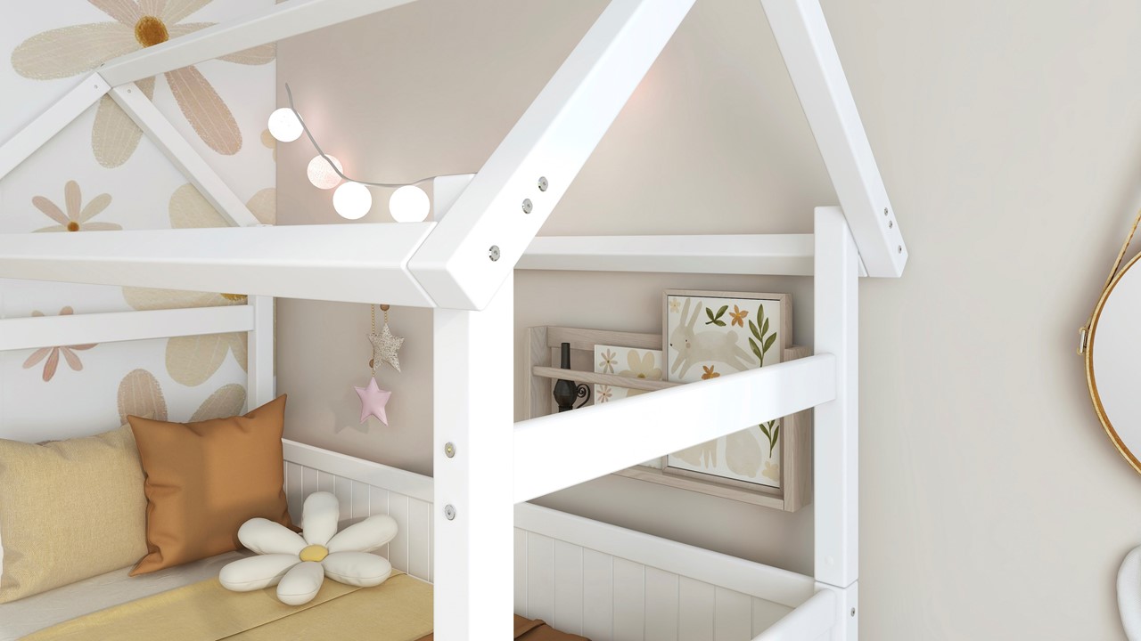 Bedbank Puck met dakframe wit