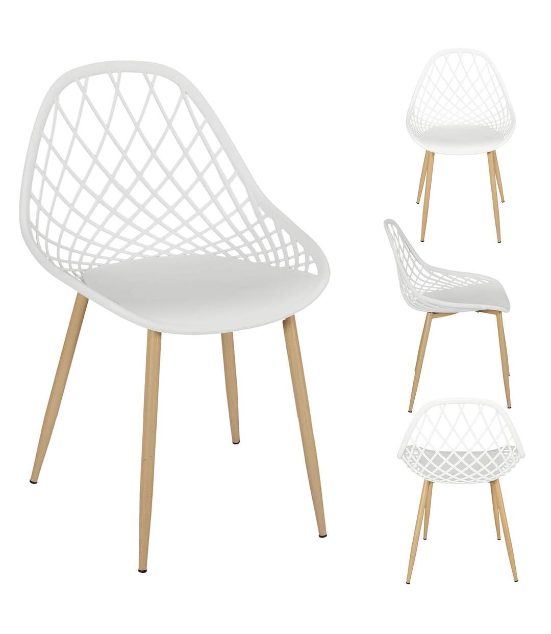 Lot de 4 chaises d'extérieur Malaga en polypropylène - Blanc