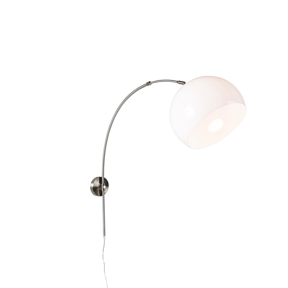 Smart wandbooglamp staal met witte kap incl. Wifi A60 - Bow
