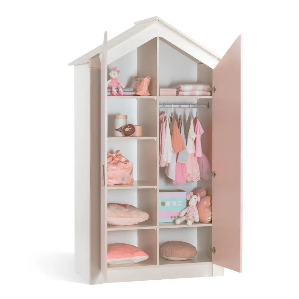 Cento Pink 2-deurs kledingkast huisje meisjeskamer