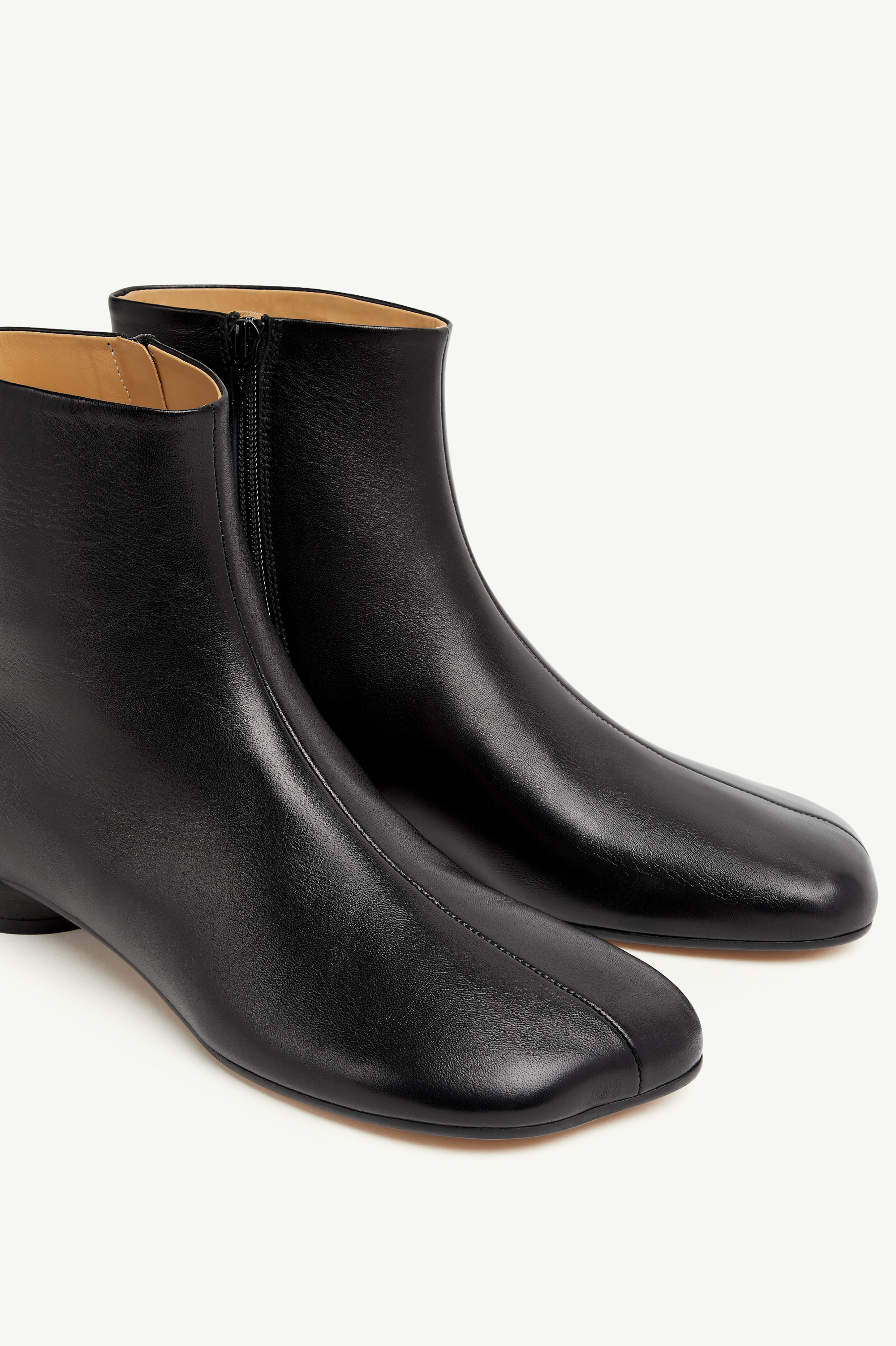 Black Leather Zip Ankle Boots