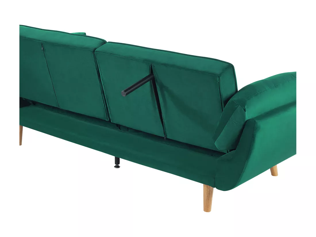 Canapé 3 places convertible en velours vert ASBY