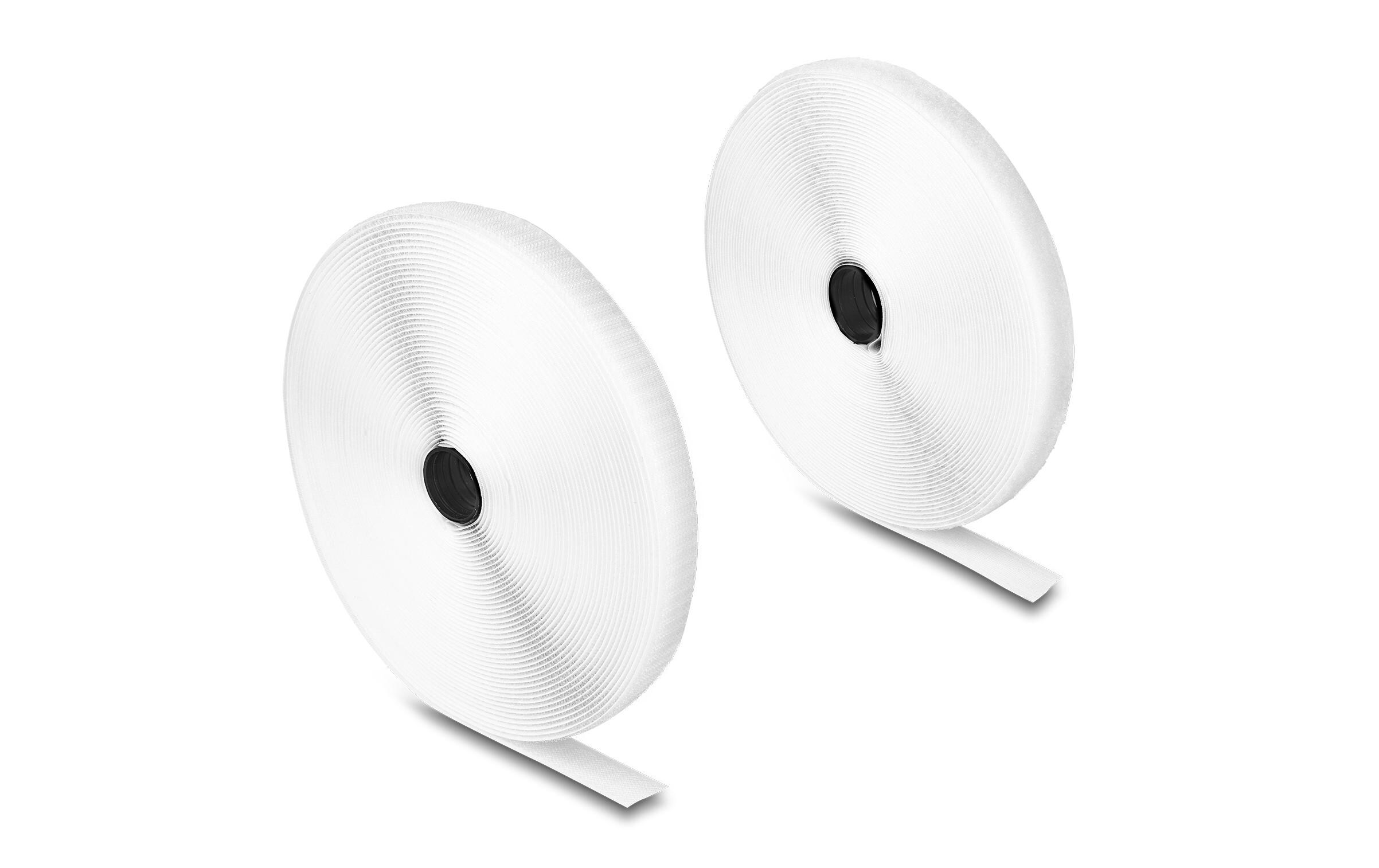 Klettband 15 m x 20 mm mit Haft- und Flauschband WeissDelock Strapazierfähiges Klettband mit Haft- und Flauschband L 15 m x B 20 mm weiss