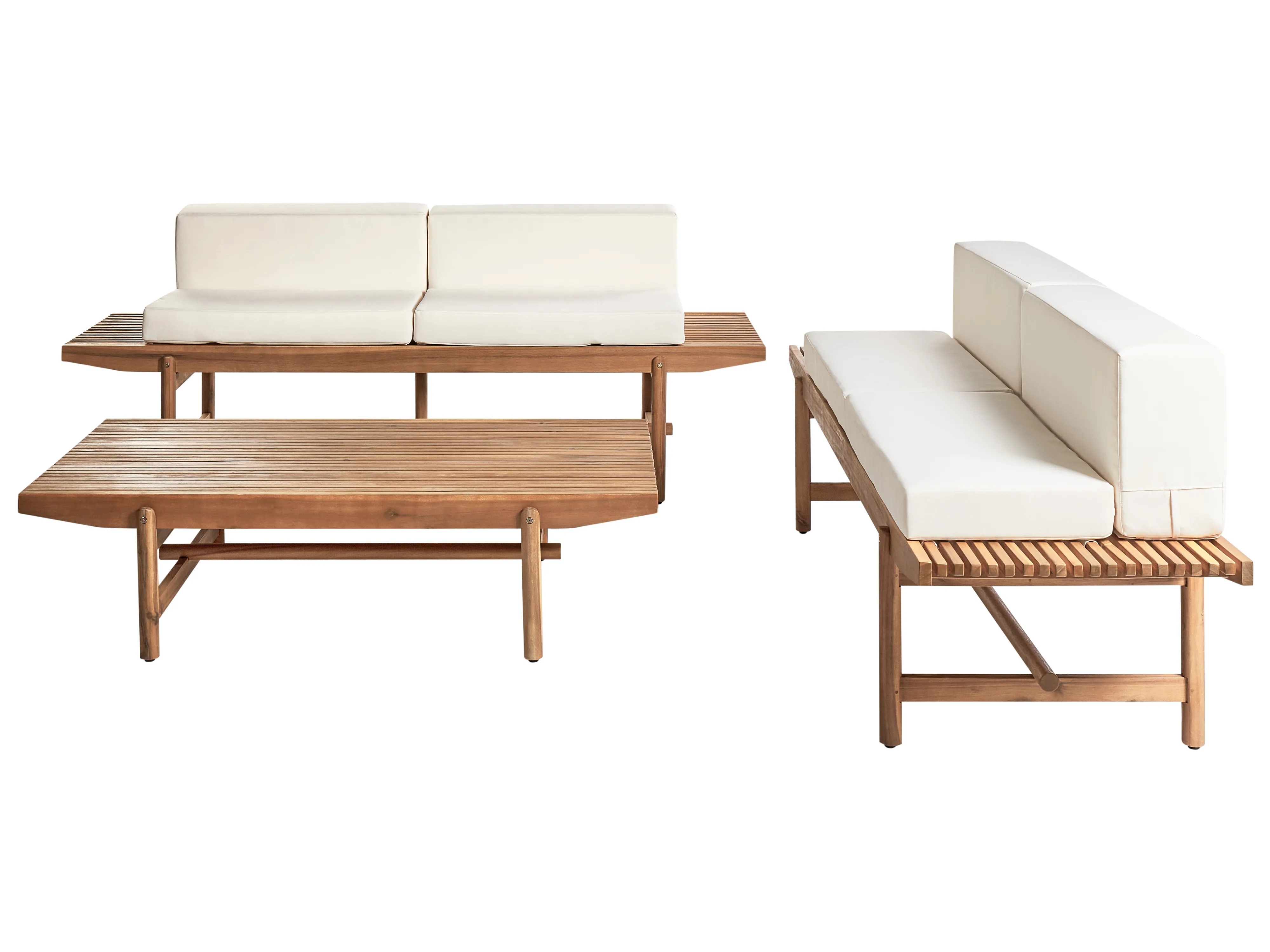 Loungeset met tafel 4-zits GIAVENO Acaciahout Gebroken wit