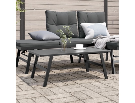 VIDAXL - Table basse de jardin noir 90x45x35 cm acier enduit de poudr...