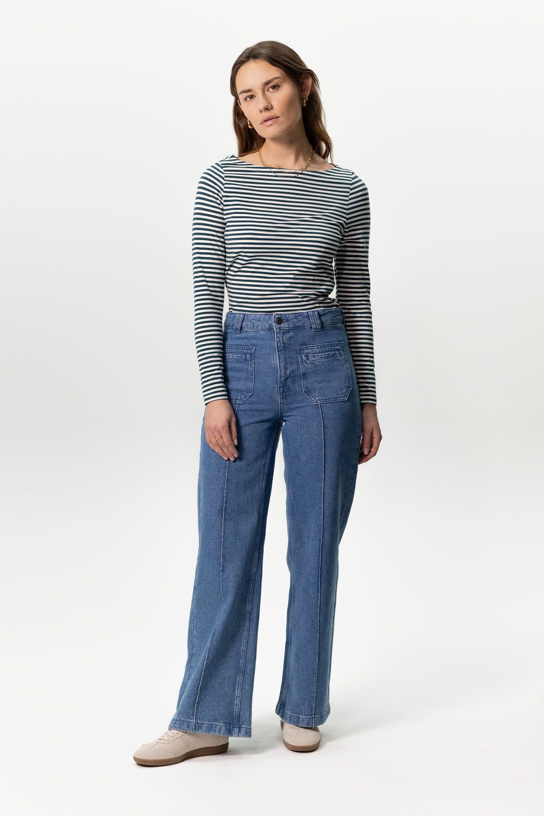 Brovary blauwe high waist wide leg jeans