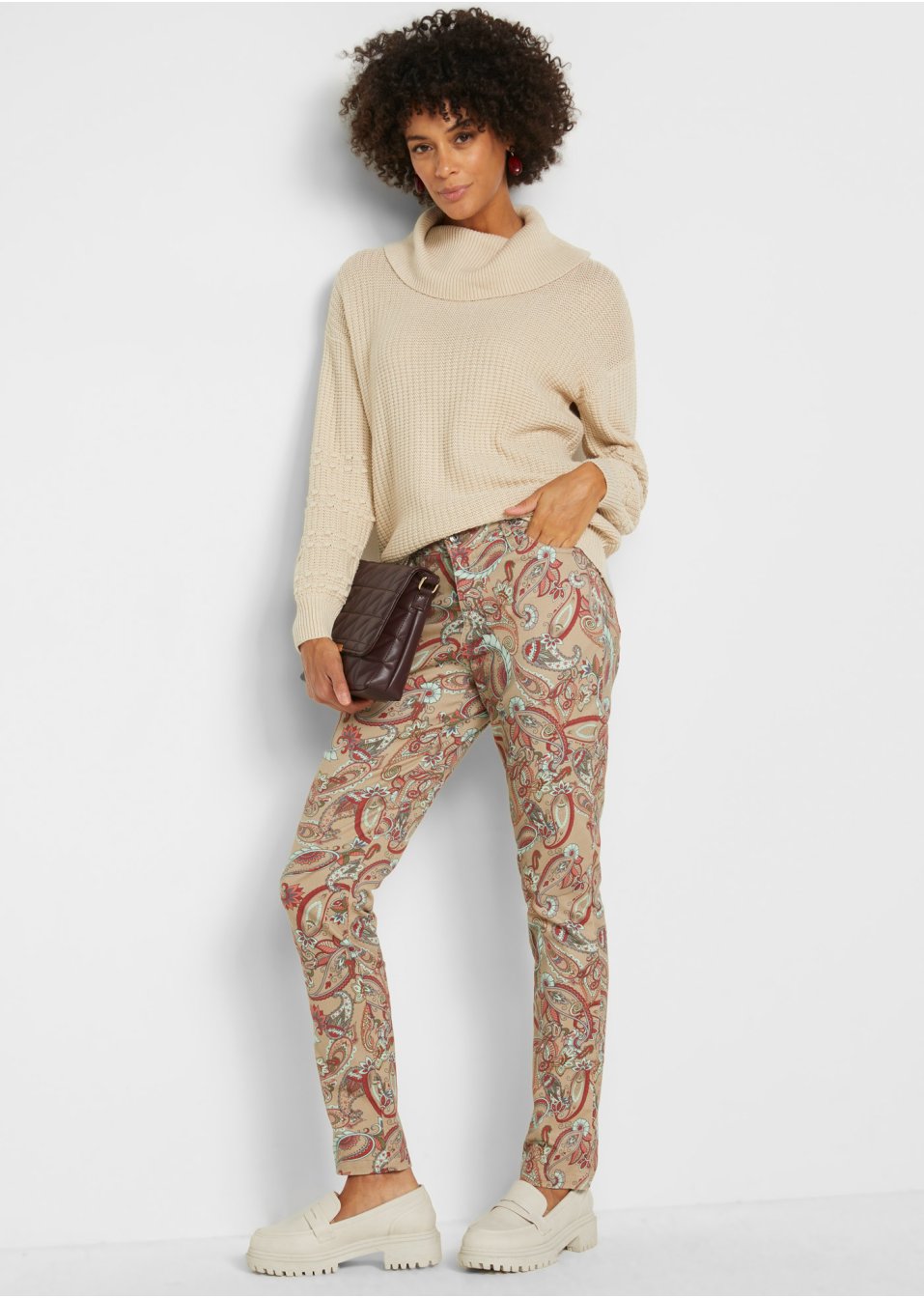 Pantalon extensible avec imprimé paisley