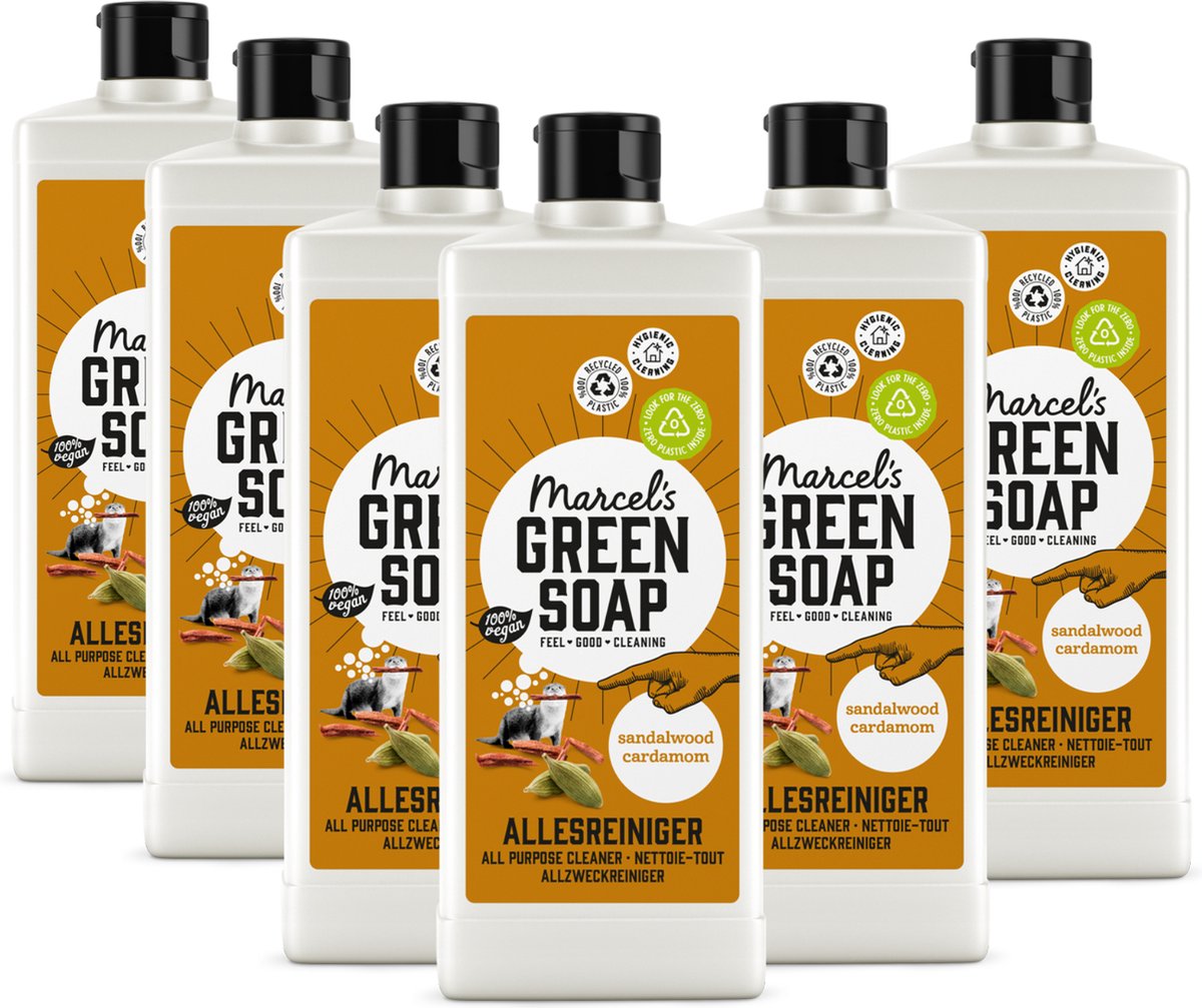 6x Marcel’s Green Soap Allesreiniger sandelhout & kardemom (750 ml)