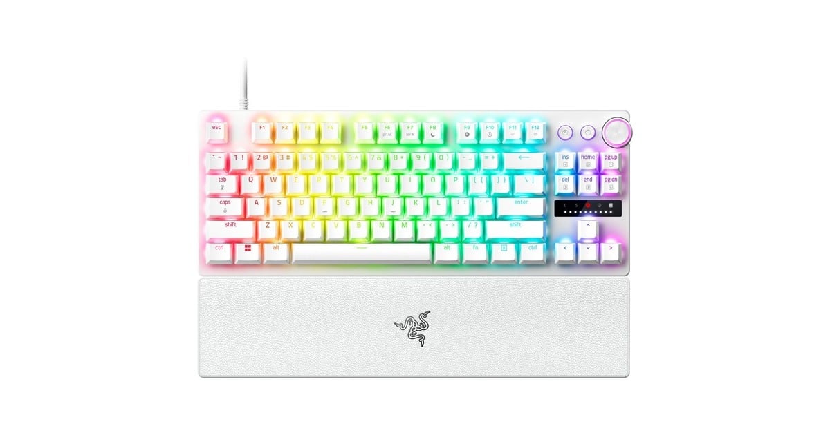 RazerHuntsman V3 Pro TKL, gaming toetsenbord  (Wit, US lay-out, Razer Analog Optical Gen 2, RGB leds, TKL, PBT double-shot)