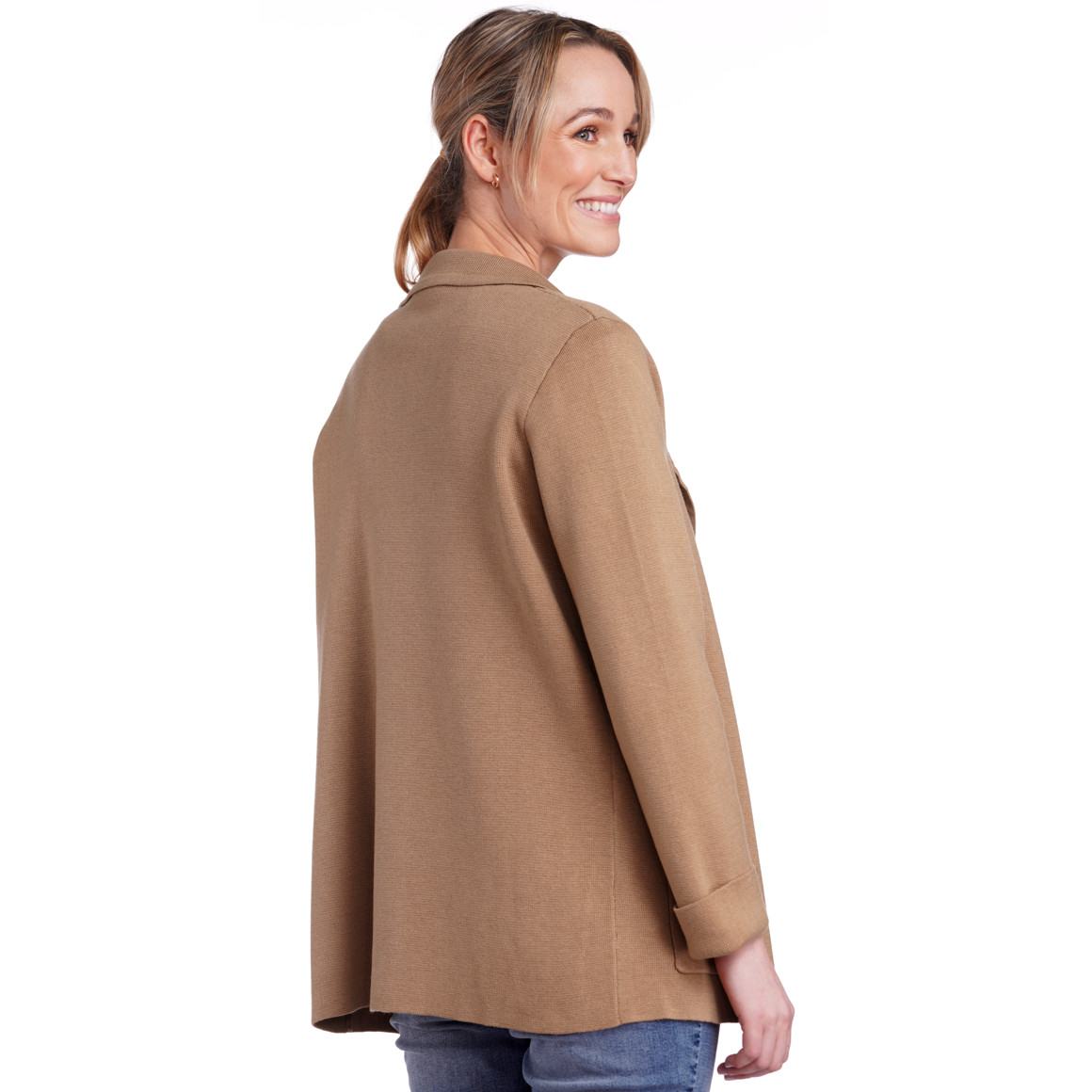 Gina Benotti Damen Strickblazer mit Reverskragen beige