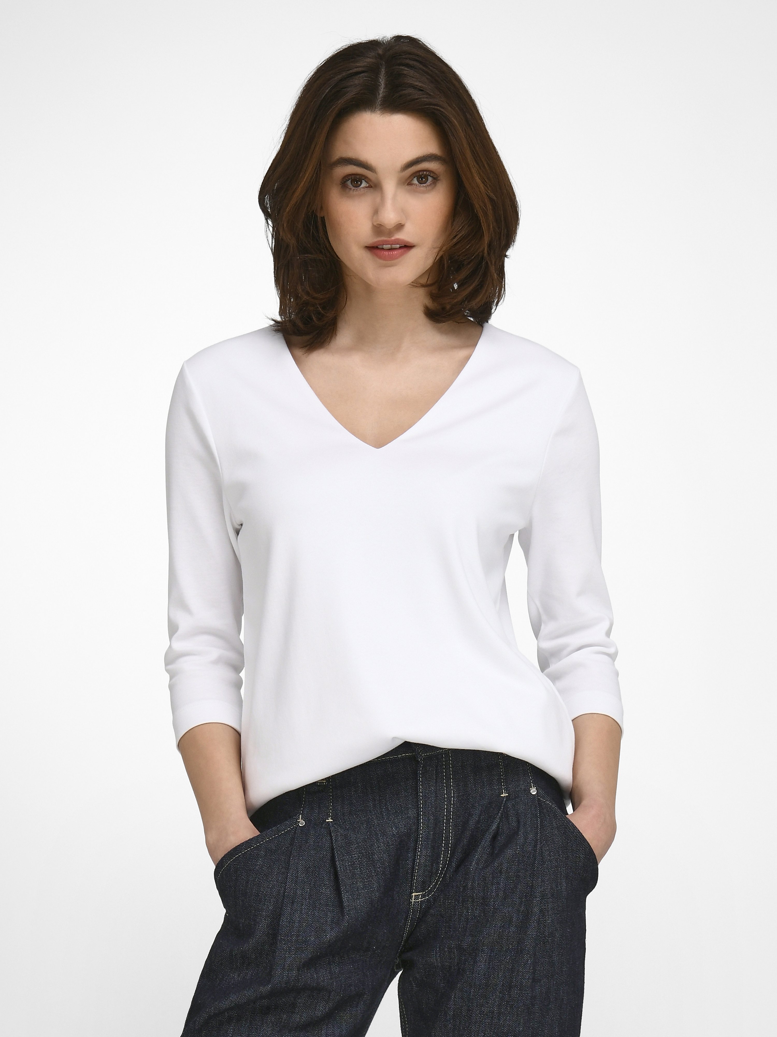 V-Shirt mit 3/4-Arm