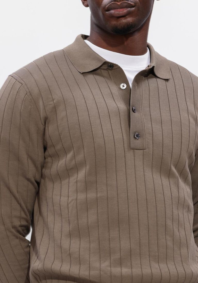 taupe profuomo trui polo ls beige aero ease rib
