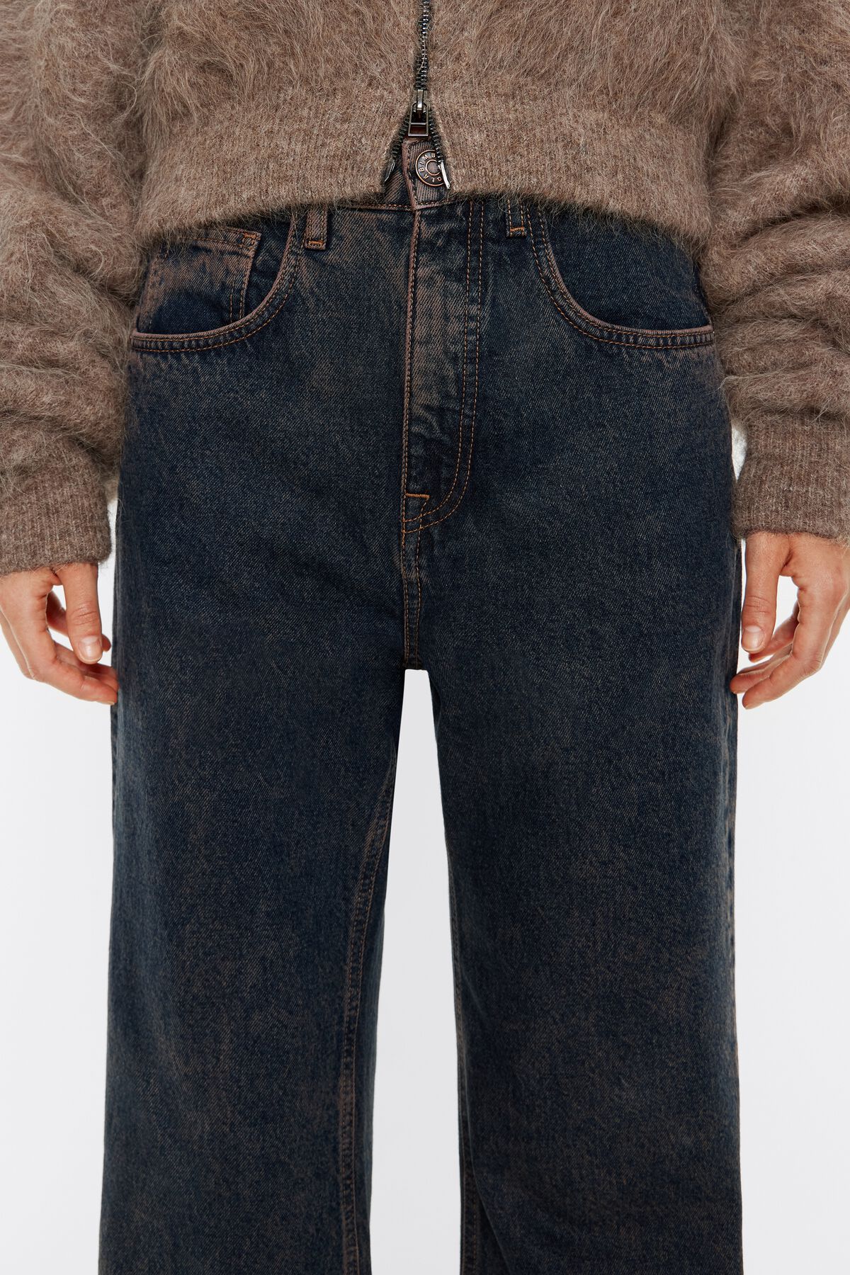 CALÇA LARGA - Jeans azul acinzentado