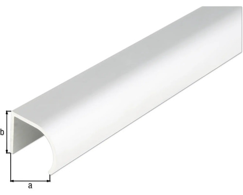 Aluminium handgreepprofiel, zilver geanodiseerd, 25x19 mm, 1 m