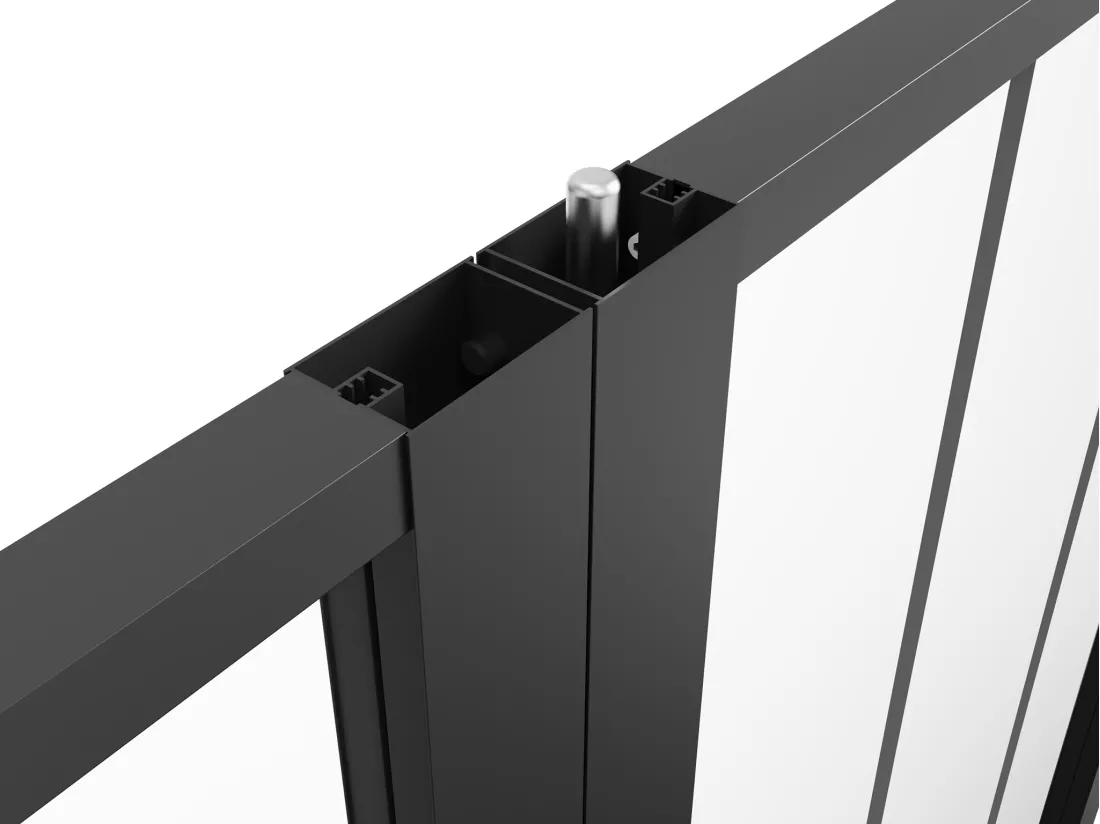 Bloc porte réversible à deux battants en aluminium et verre trempé style atelier - 2 x H204 x L93 cm - Noir - ERMELO