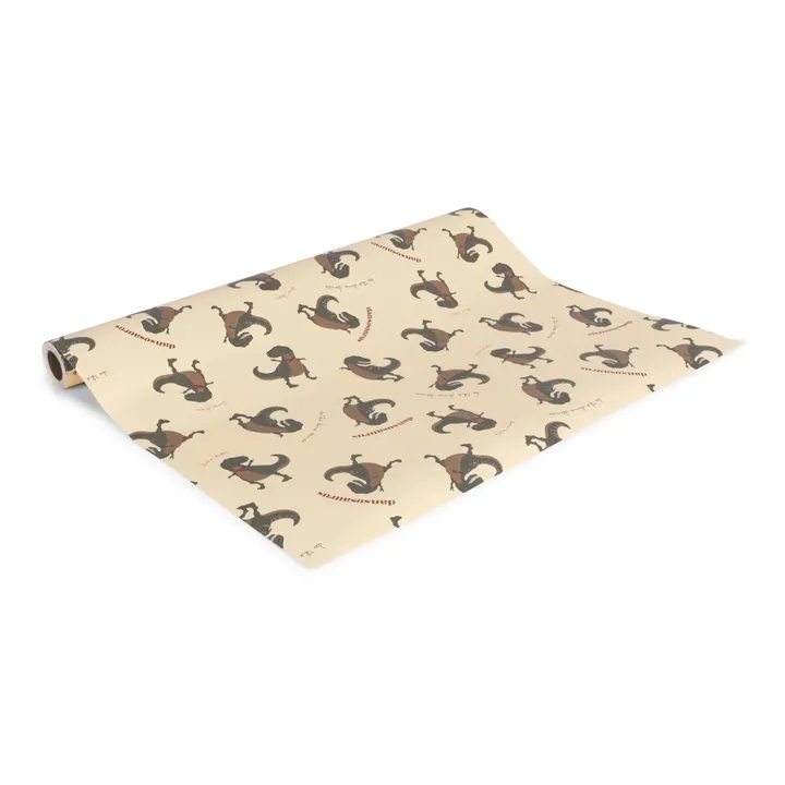 Konges Sløjd Papier cadeau Dansosaurus - 10 mtr | Beige