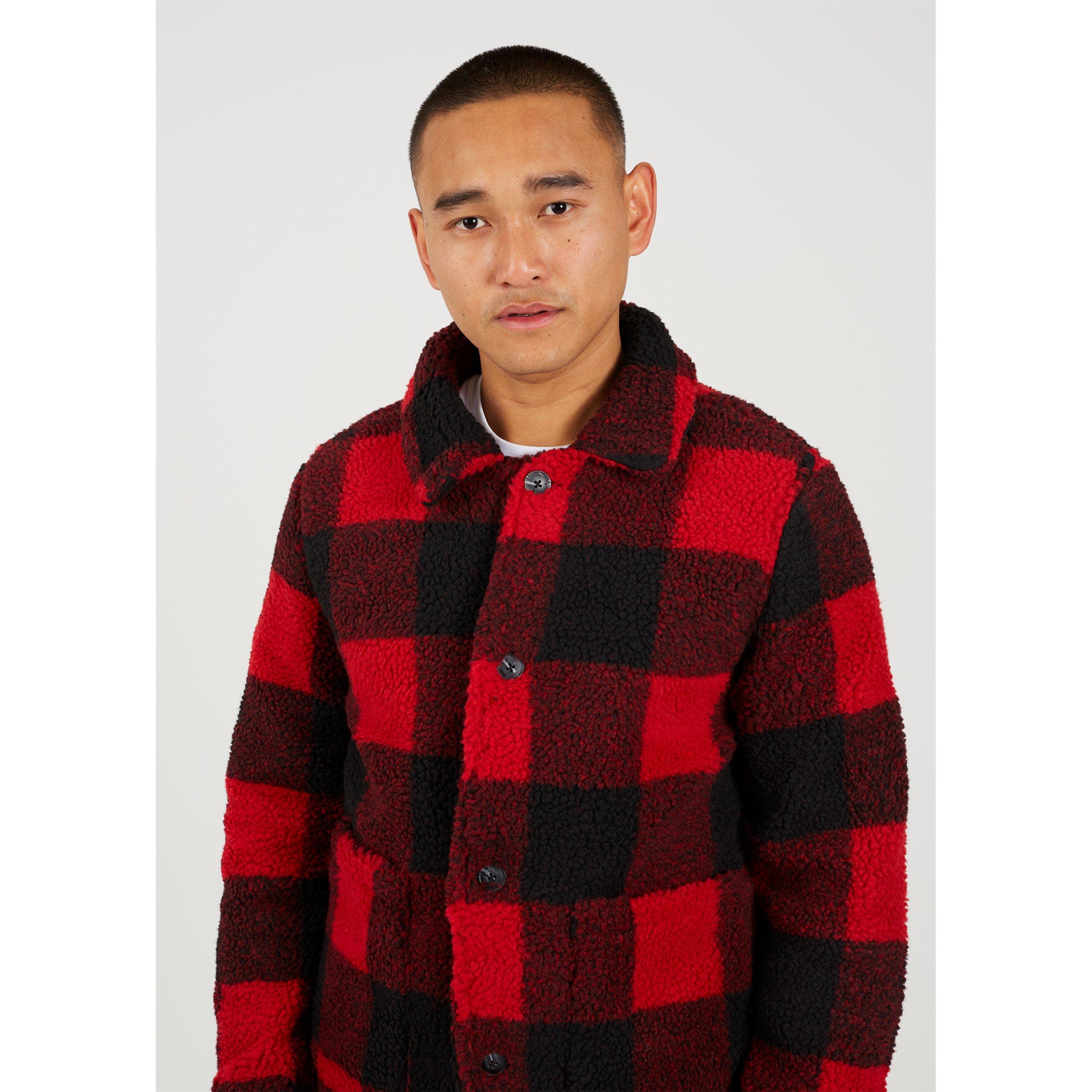 Brave Soul Checked Borg Jacket