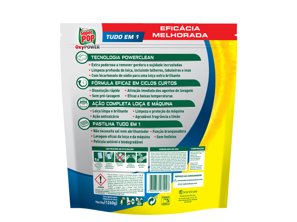 DETERGENTE LOIÇA MÁQUINA SUPER POP OXYPOWER BICARBONATO E LIMÃO 70D