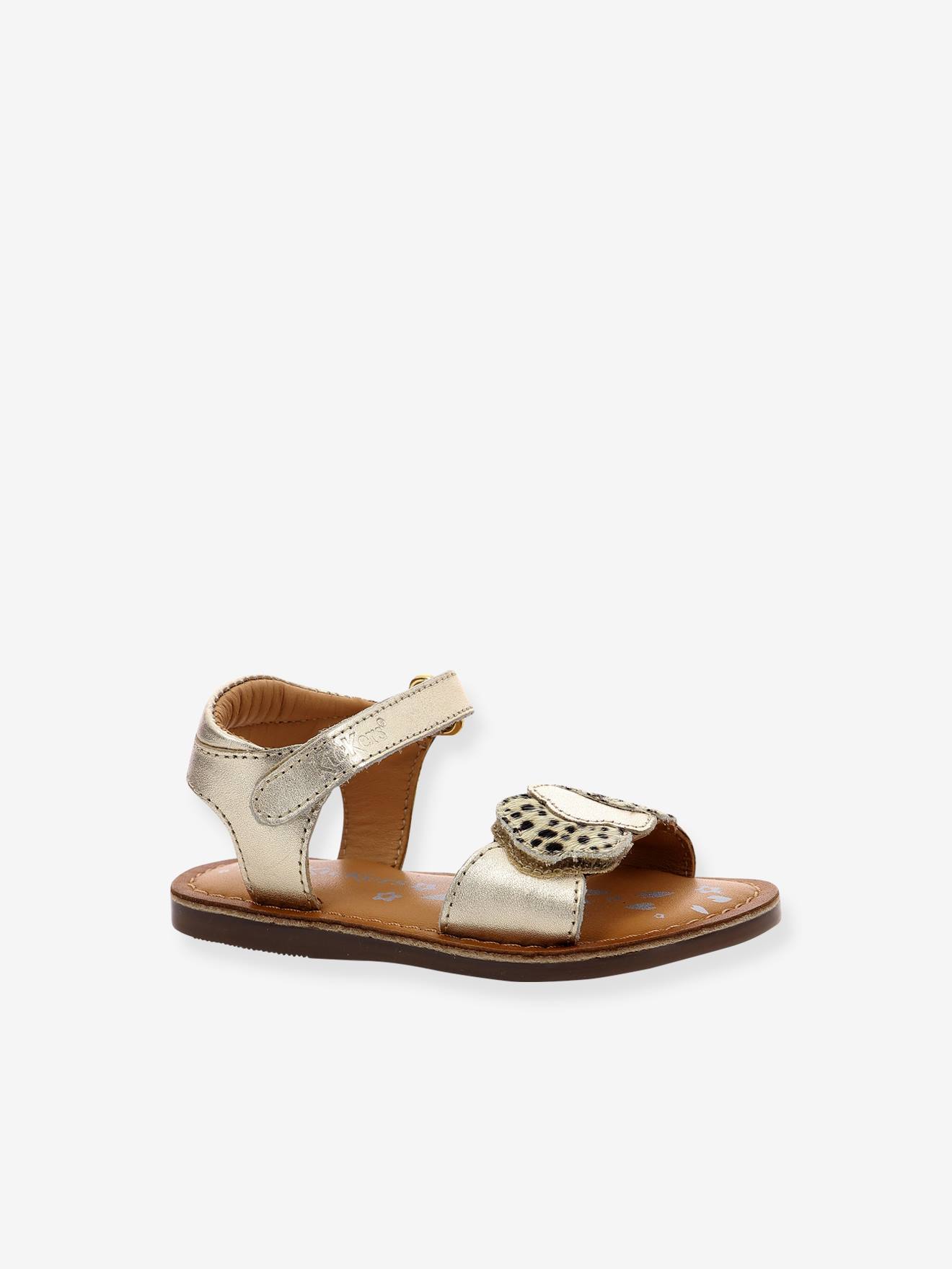 Sandálias infantis KICKERS® Dyastar em couro dourado