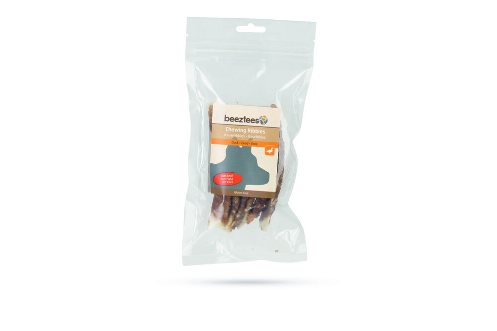 Beeztees Kauwribbies - Hondensnack - 6 Stuks - rund, eend