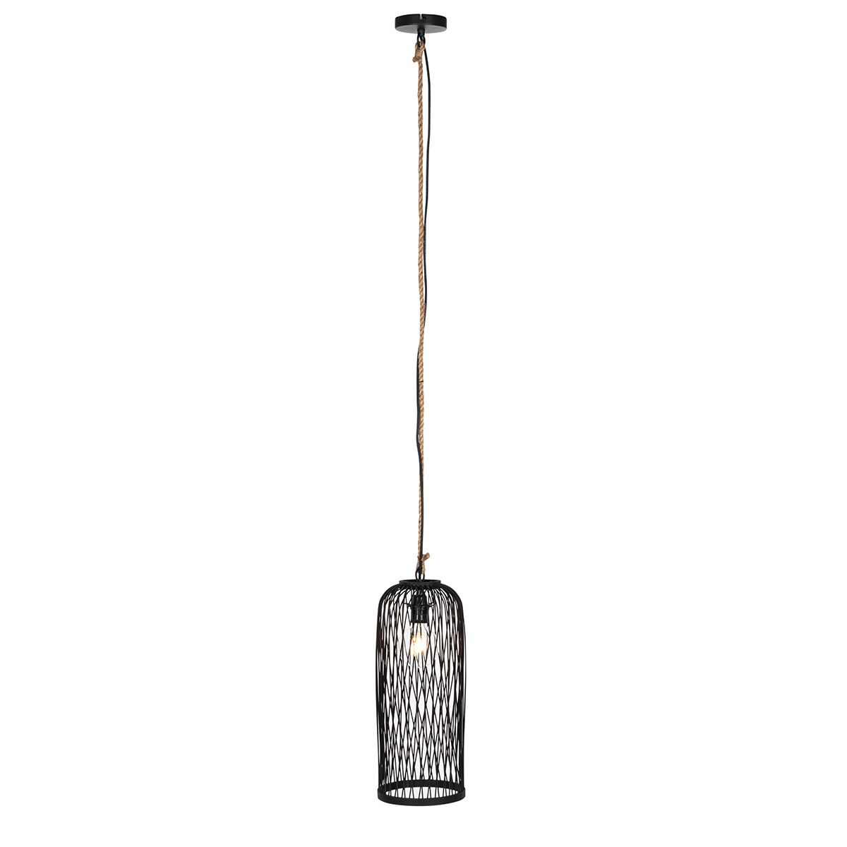 Landelijke buiten hanglamp zwart rotan 25 cm - Calamus