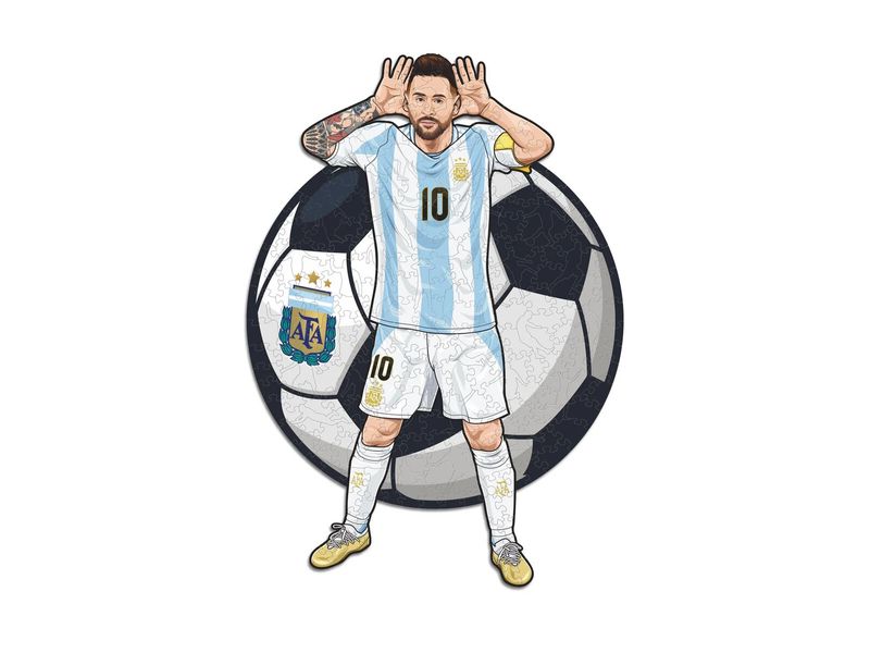 Iconic Puzzle Lionel Messi (Argentina) Offiziell lizenziertes Holzpuzzle, Grösse M