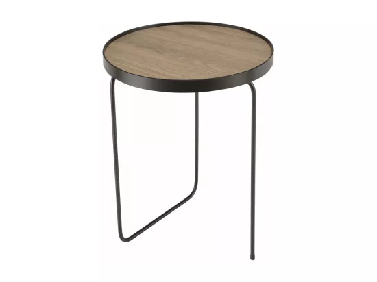 FLEUR - Table d'appoint ronde 40x40cm mocha pieds asymétriques métal